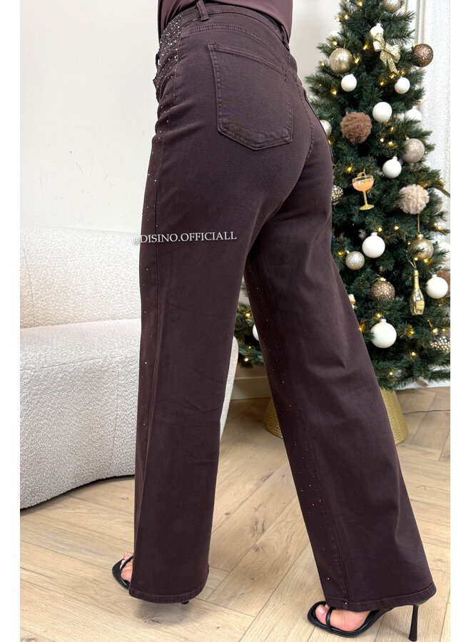 CHOCO - 'STARDUST JEANS' - EXCLUSIVE DIAMOND STRETCH STRAIGHT LEG JEANS