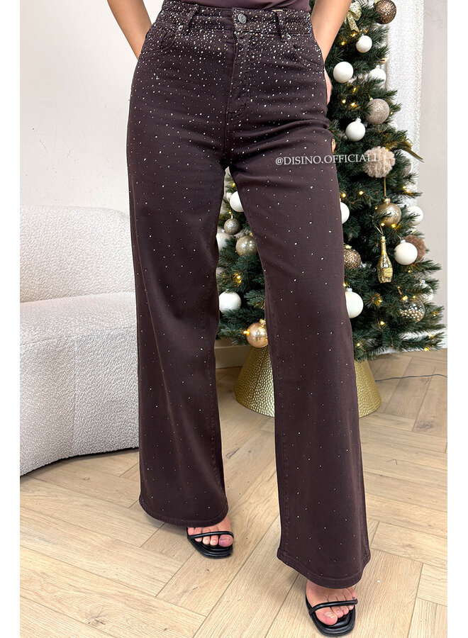CHOCO - 'STARDUST JEANS' - EXCLUSIVE DIAMOND STRETCH STRAIGHT LEG JEANS