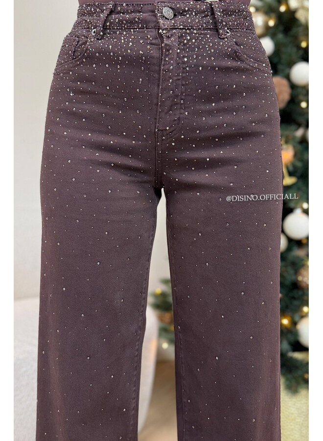 CHOCO - 'STARDUST JEANS' - EXCLUSIVE DIAMOND STRETCH STRAIGHT LEG JEANS