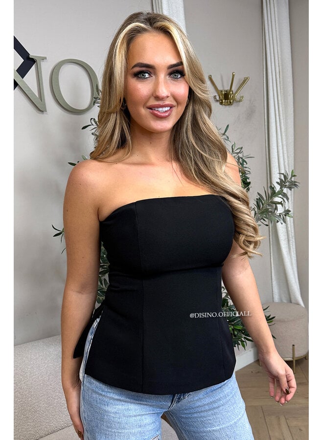 BLACK - 'TUANA TOP' - CLASSY SPLIT CORSET TOP