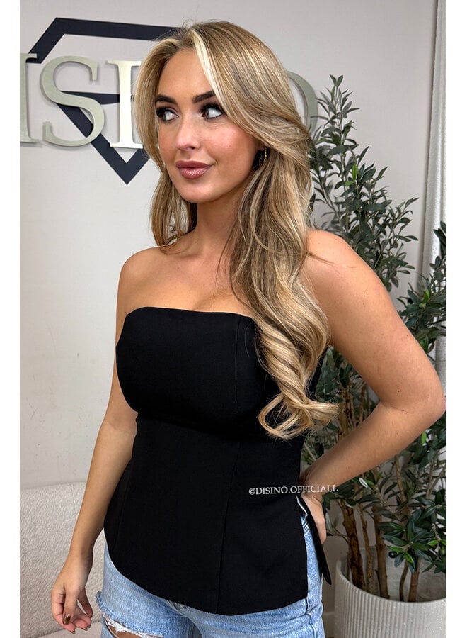 BLACK - 'TUANA TOP' - CLASSY SPLIT CORSET TOP