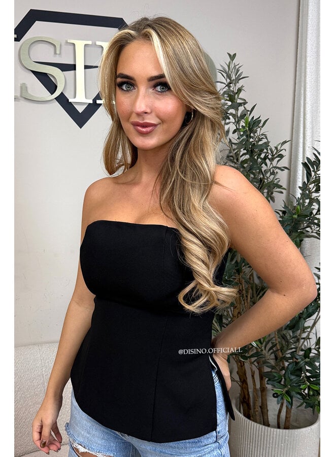BLACK - 'TUANA TOP' - CLASSY SPLIT CORSET TOP