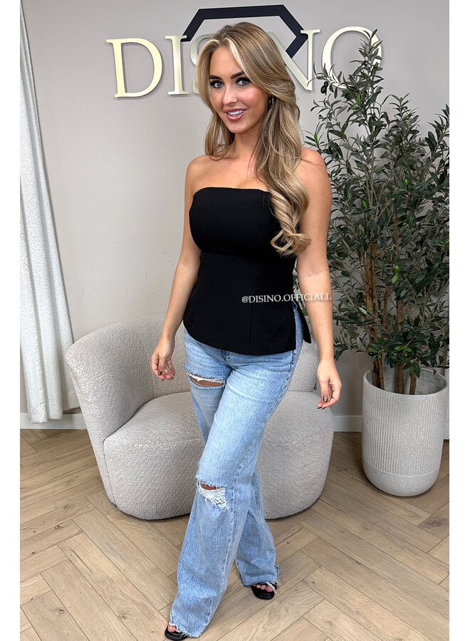 BLACK - 'TUANA TOP' - CLASSY SPLIT CORSET TOP