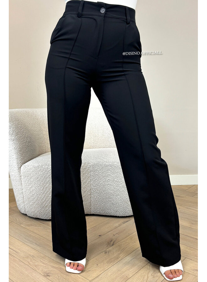BLACK - 'KIANA PANTS' - PERFECT FIT HIGH WAIST STRAIGHT PANTALON