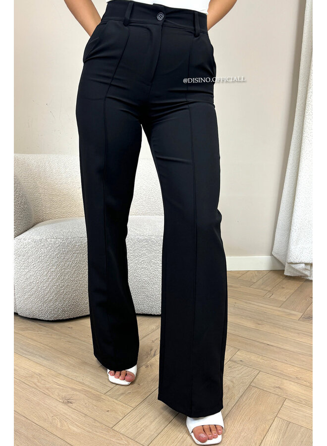 BLACK - 'KIANA PANTS' - PERFECT FIT HIGH WAIST STRAIGHT PANTALON