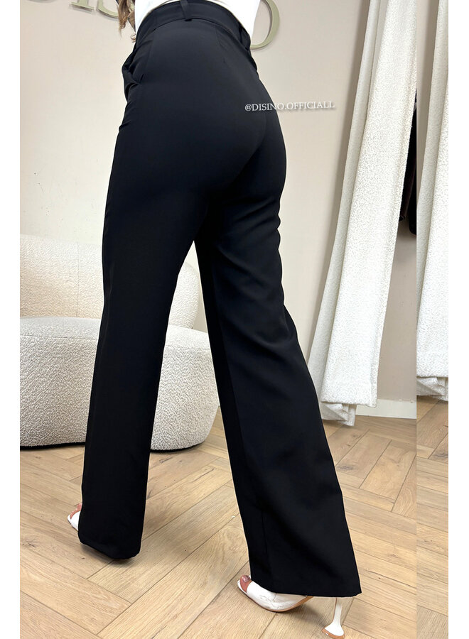 BLACK - 'KIANA PANTS' - PERFECT FIT HIGH WAIST STRAIGHT PANTALON