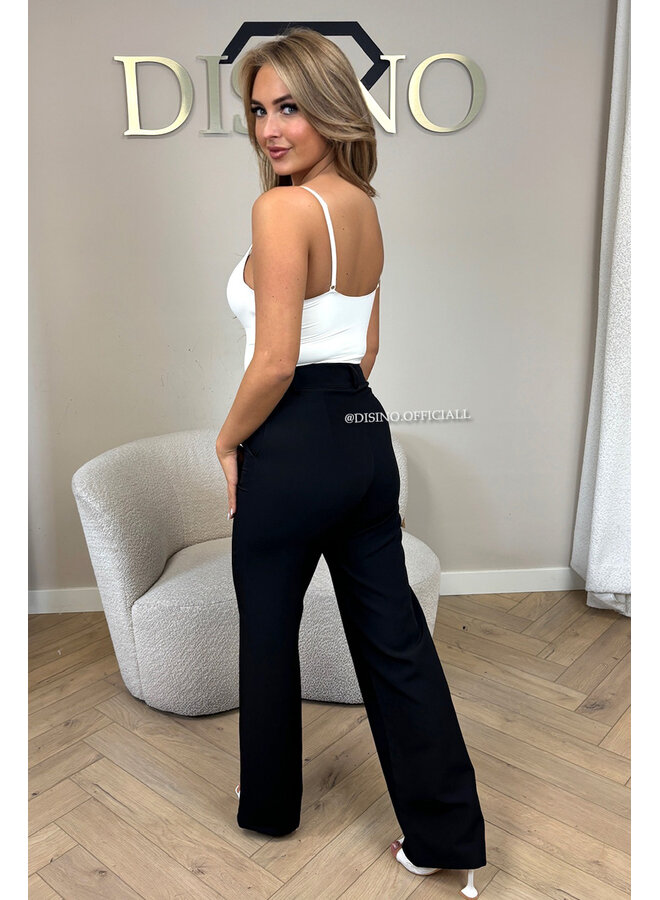 BLACK - 'KIANA PANTS' - PERFECT FIT HIGH WAIST STRAIGHT PANTALON