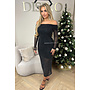 BLACK - 'MARCIA' - OFF SHOULDER RHINESTONE DIAMONDS DRESS