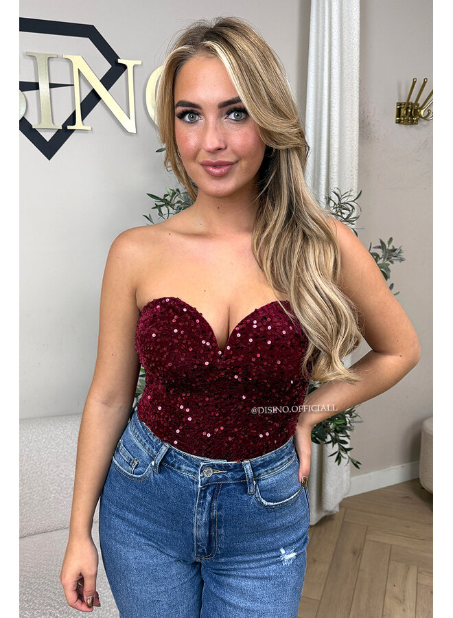 BORDEAUX - 'RACHEL BODY' - ALL OVER SEQUIN BODYSUIT