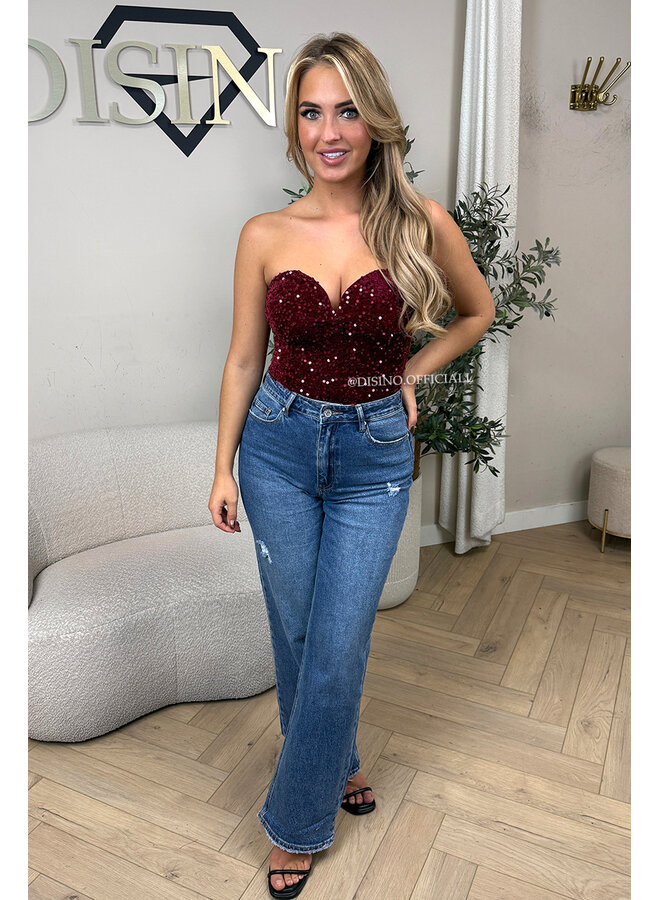 BORDEAUX - 'RACHEL BODY' - ALL OVER SEQUIN BODYSUIT