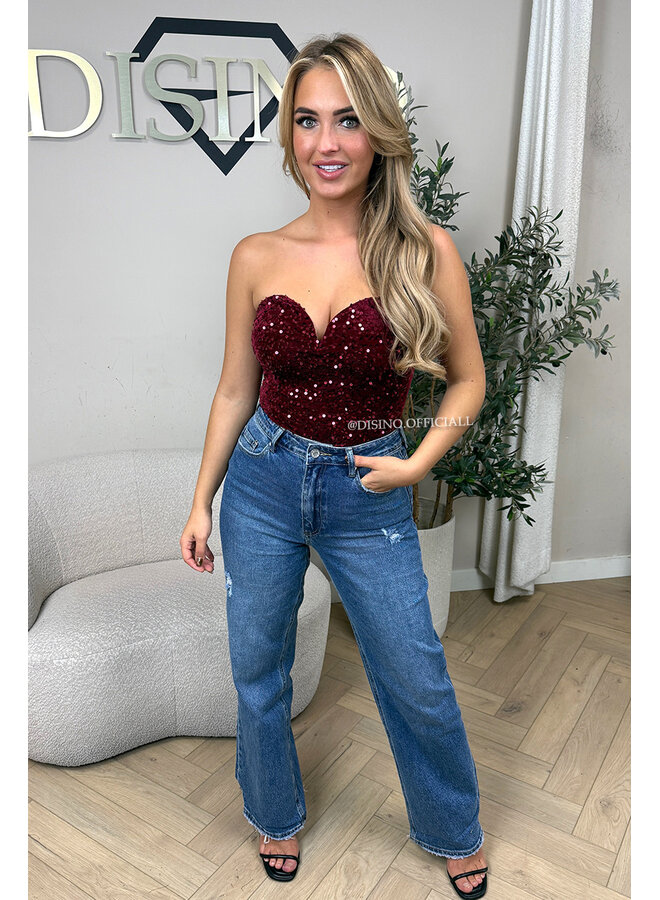 BORDEAUX - 'RACHEL BODY' - ALL OVER SEQUIN BODYSUIT