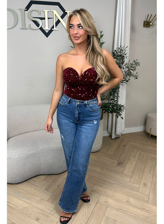 BORDEAUX - 'RACHEL BODY' - ALL OVER SEQUIN BODYSUIT