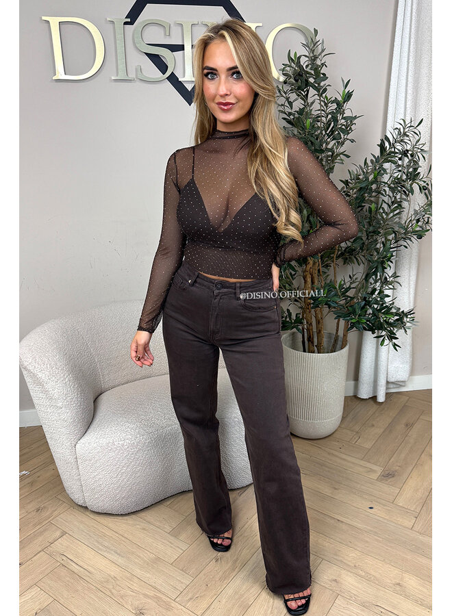 CHOCO - 'SELENA TOP' - ALL OVER DIAMONDS MESH TOP + TOP INSIDE