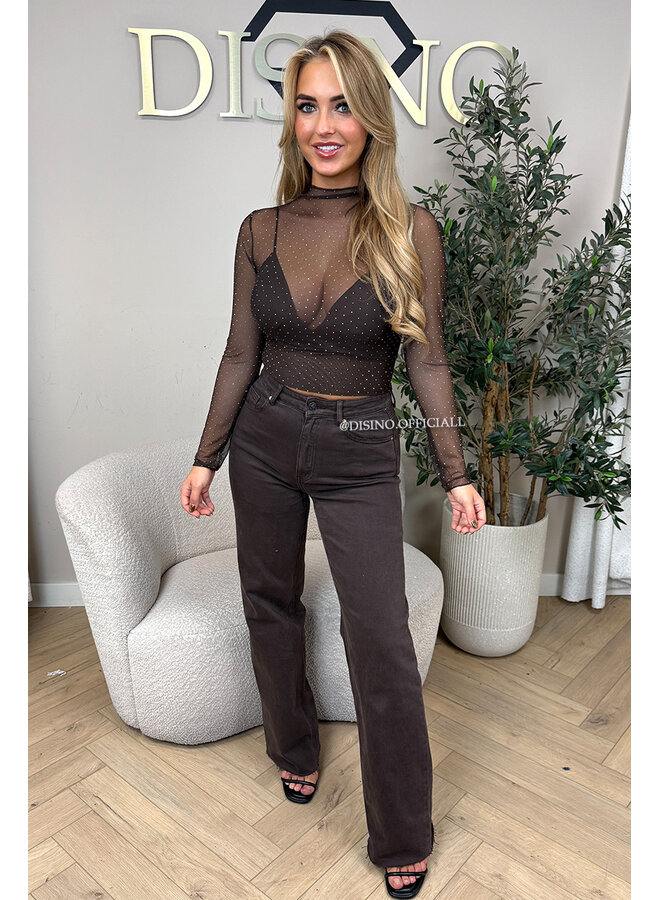 CHOCO - 'SELENA TOP' - ALL OVER DIAMONDS MESH TOP + TOP INSIDE