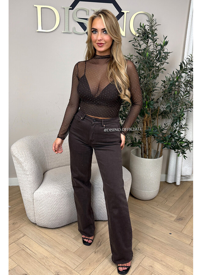 CHOCO - 'SELENA TOP' - ALL OVER DIAMONDS MESH TOP + TOP INSIDE