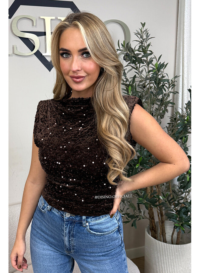CHOCO - 'NOELLA TOP' - VELVET SEQUIN PARTY TOP