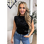 BLACK - 'NOELLA TOP' - VELVET SEQUIN PARTY TOP