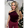 BORDEAUX - 'ELIZE TOP' - VELVET ONE SHOULDER TOP