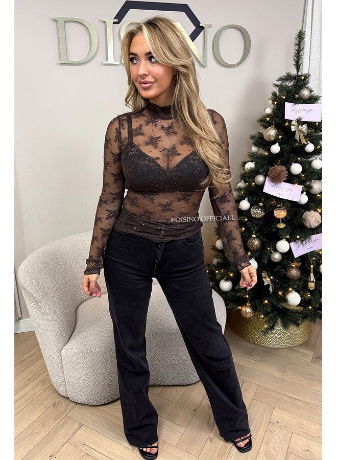 CHOCO - 'VAIANA TOP' - SPARKLE LACE LONGSLEEVE TOP