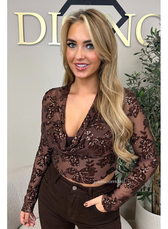 CHOCO - 'JAIMEE TOP' -  WATERFALL SEQUIN TOP + TOP INSIDE