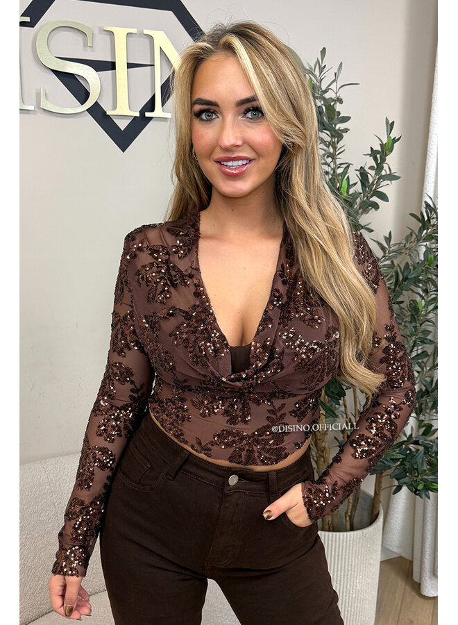 CHOCO - 'JAIMEE TOP' -  WATERFALL SEQUIN TOP + TOP INSIDE