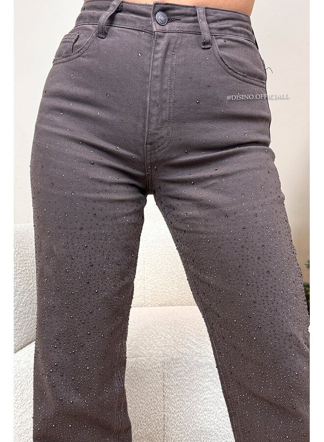 CHOCO - 'CHRYSTAL DIAMONDS JEANS' - EXCLUSIVE STRETCH RHINESTONE WIDE LEG JEANS