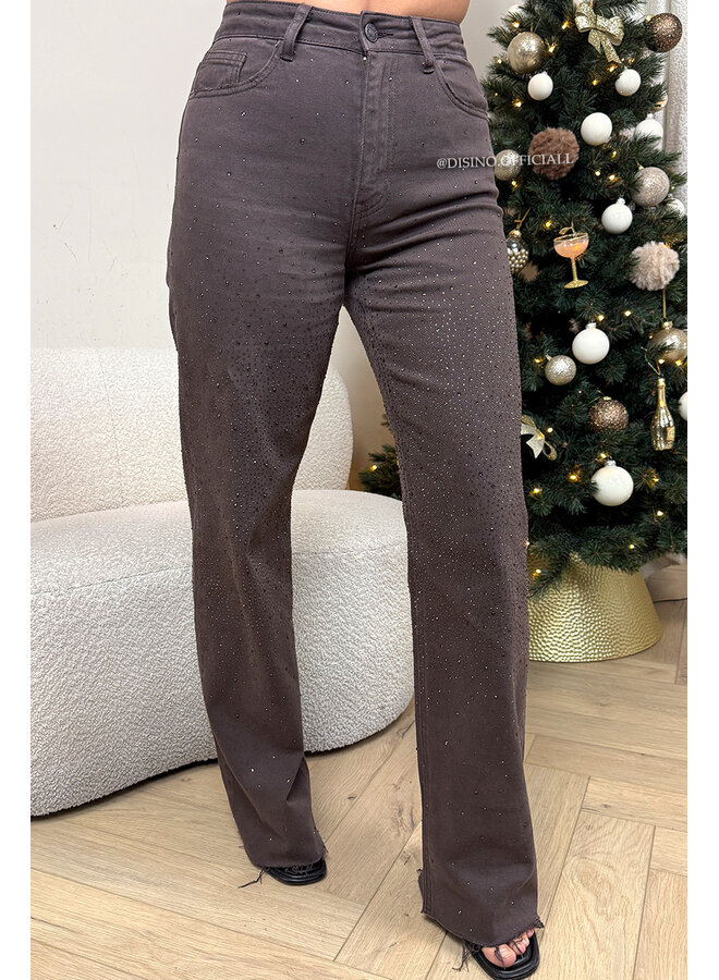 CHOCO - 'CHRYSTAL DIAMONDS JEANS' - EXCLUSIVE STRETCH RHINESTONE WIDE LEG JEANS