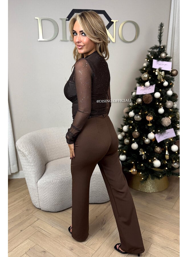 CHOCO - 'LURA TOP' - MESH SPARKLE LONG SLEEVE TOP