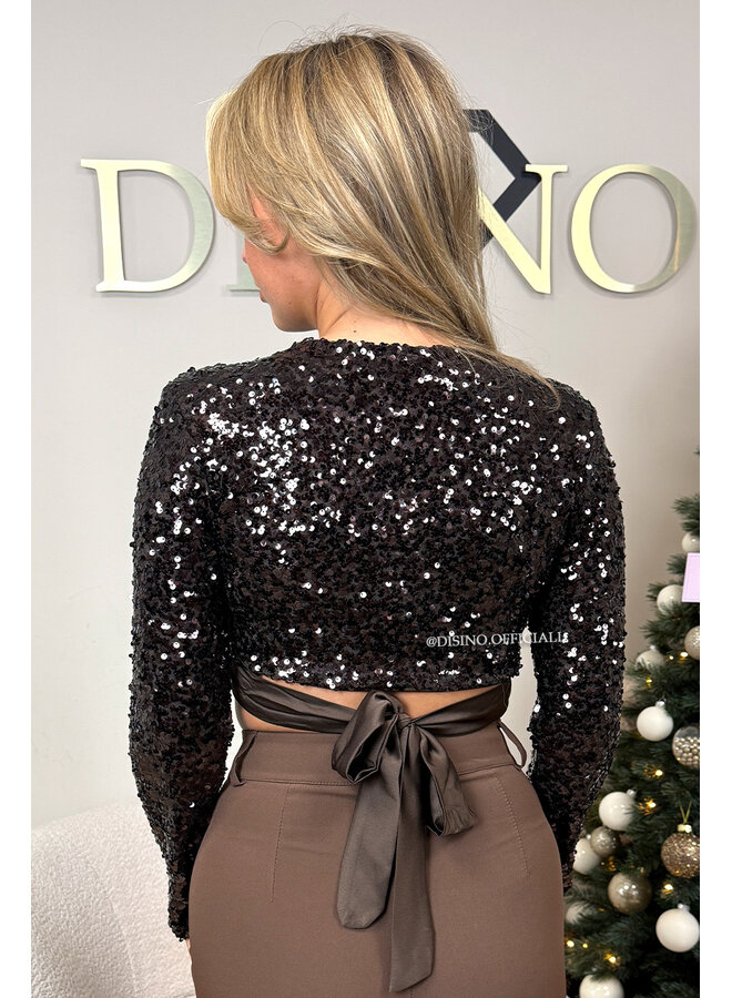 CHOCO - 'AMELIA TOP' - ALL OVER SEQUIN LONG SLEEVE TOP
