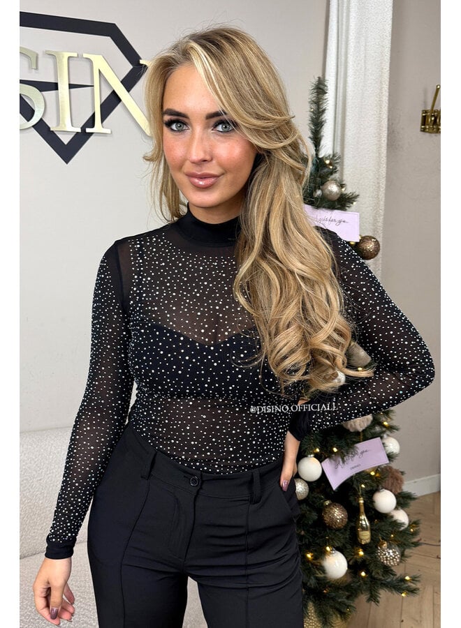 SILVER - 'DIAMONDS ON MY CHEST' - SPARKLE DIAMOND MESH BODYSUIT