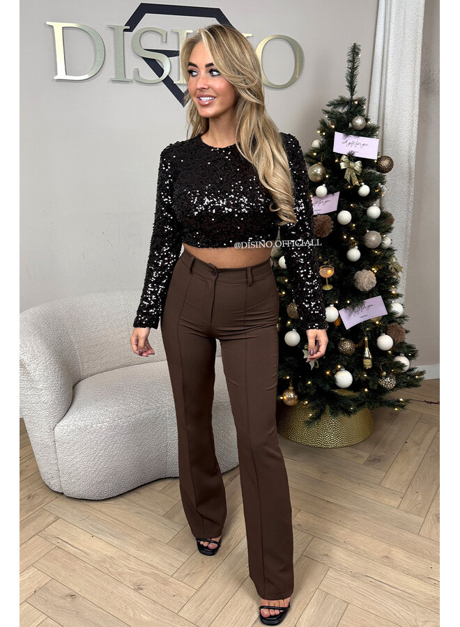 CHOCO - 'AMELIA TOP' - ALL OVER SEQUIN LONG SLEEVE TOP