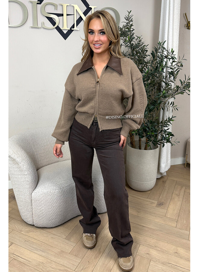 TAUPE - 'MILENA KNIT' - PREMIUM QUALITY ZIPPER KNIT