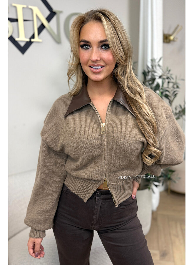 TAUPE - 'MILENA KNIT' - PREMIUM QUALITY ZIPPER KNIT