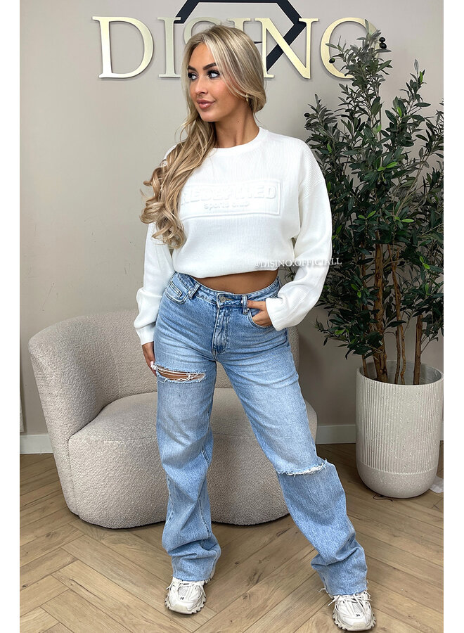 WHITE - 'ZIRA SWEATER' - REDEFINED SPORTS CLUB RIBBED SWEATER