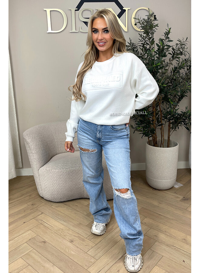 WHITE - 'ZIRA SWEATER' - REDEFINED SPORTS CLUB RIBBED SWEATER