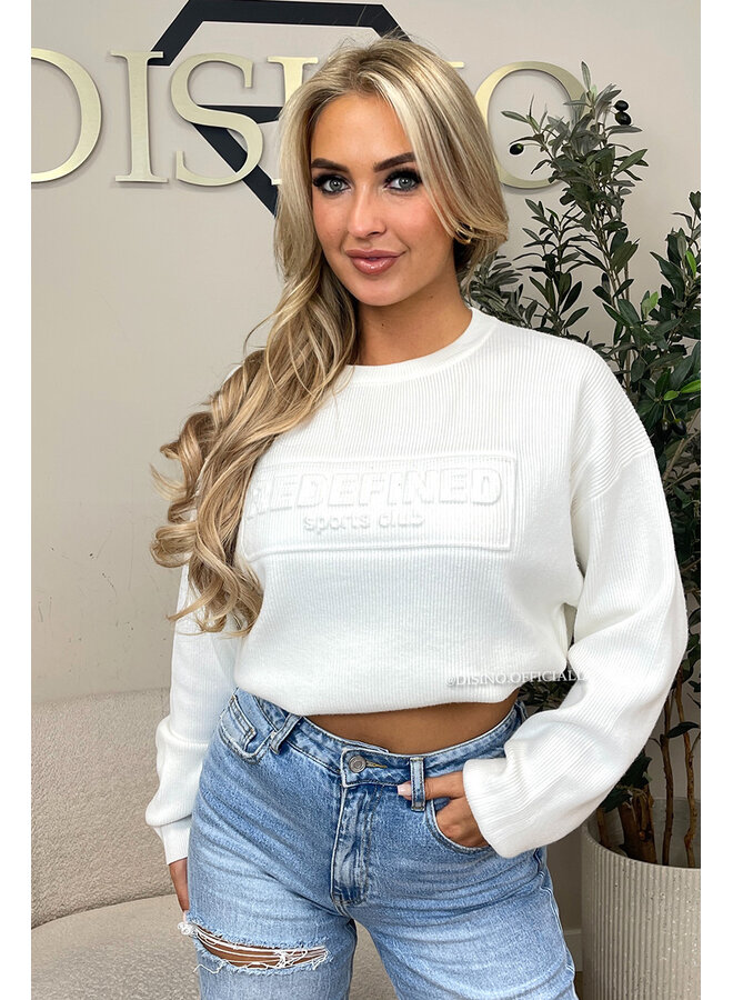 WHITE - 'ZIRA SWEATER' - REDEFINED SPORTS CLUB RIBBED SWEATER