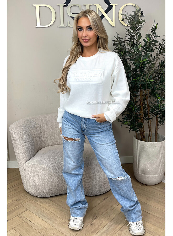 WHITE - 'ZIRA SWEATER' - REDEFINED SPORTS CLUB RIBBED SWEATER