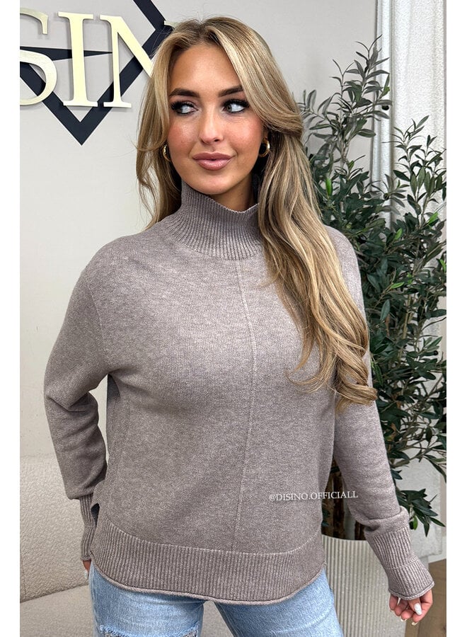 TAUPE - 'LISE KNIT' - PREMIUM QUALITY SOFT COL KNIT