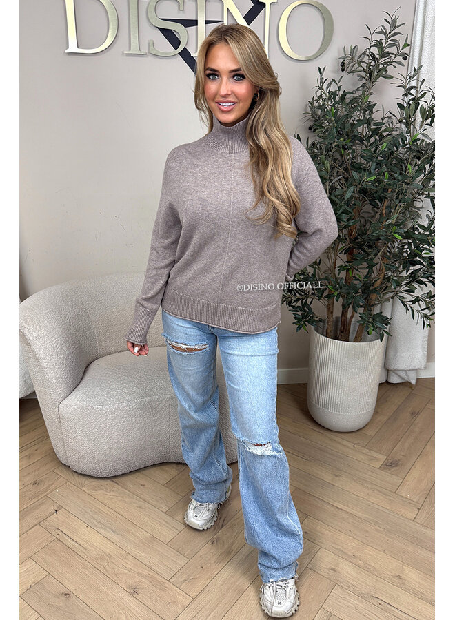 TAUPE - 'LISE KNIT' - PREMIUM QUALITY SOFT COL KNIT