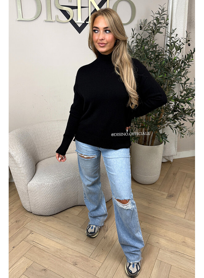 BLACK - 'LISE KNIT' - PREMIUM QUALITY SOFT COL KNIT