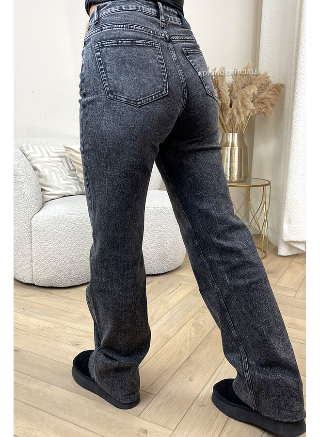 WASHED BLACK - 'VANCOUVER' - STRETCH EXTRA LONG WIDE LEG JEANS