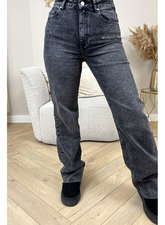 WASHED BLACK - 'VANCOUVER' - STRETCH EXTRA LONG WIDE LEG JEANS