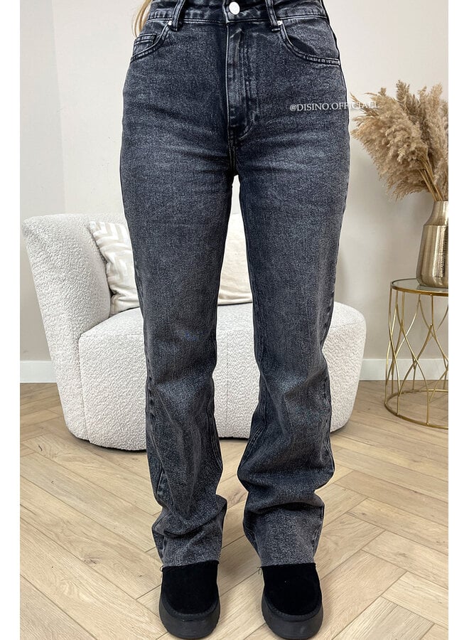 WASHED BLACK - 'VANCOUVER' - STRETCH EXTRA LONG WIDE LEG JEANS
