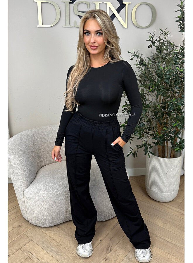 BLACK - 'EVI COMFY PANTS' - PREMIUM QUALITY WIDE LEG JOGGER PANTS