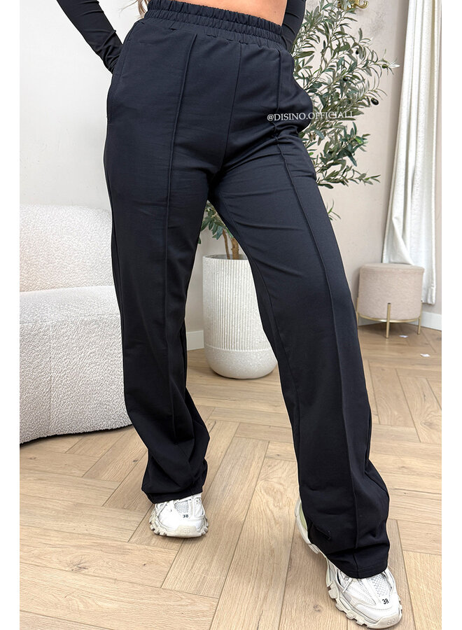 BLACK - 'EVI COMFY PANTS' - PREMIUM QUALITY WIDE LEG JOGGER PANTS