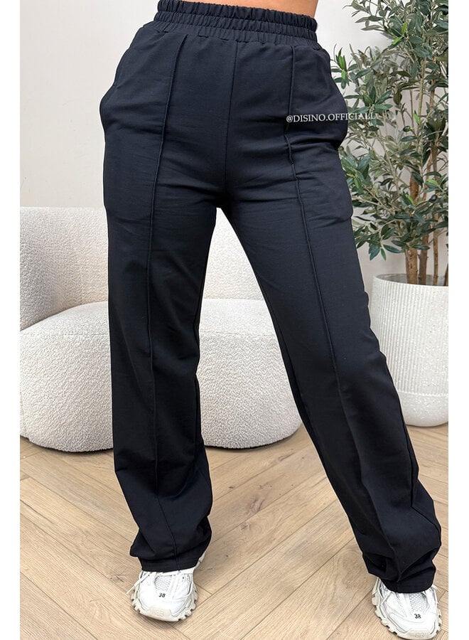 BLACK - 'EVI COMFY PANTS' - PREMIUM QUALITY WIDE LEG JOGGER PANTS
