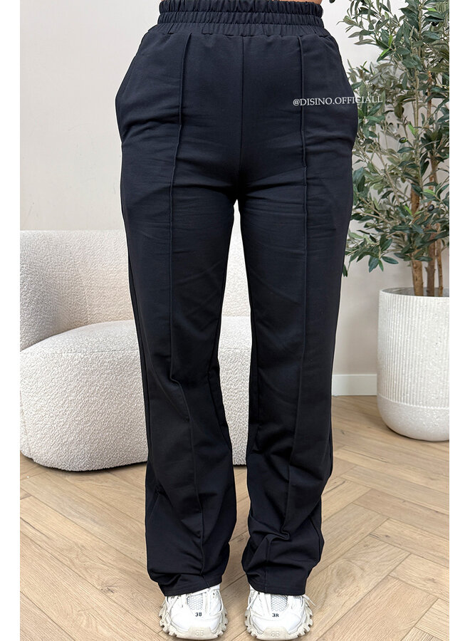 BLACK - 'EVI COMFY PANTS' - PREMIUM QUALITY WIDE LEG JOGGER PANTS