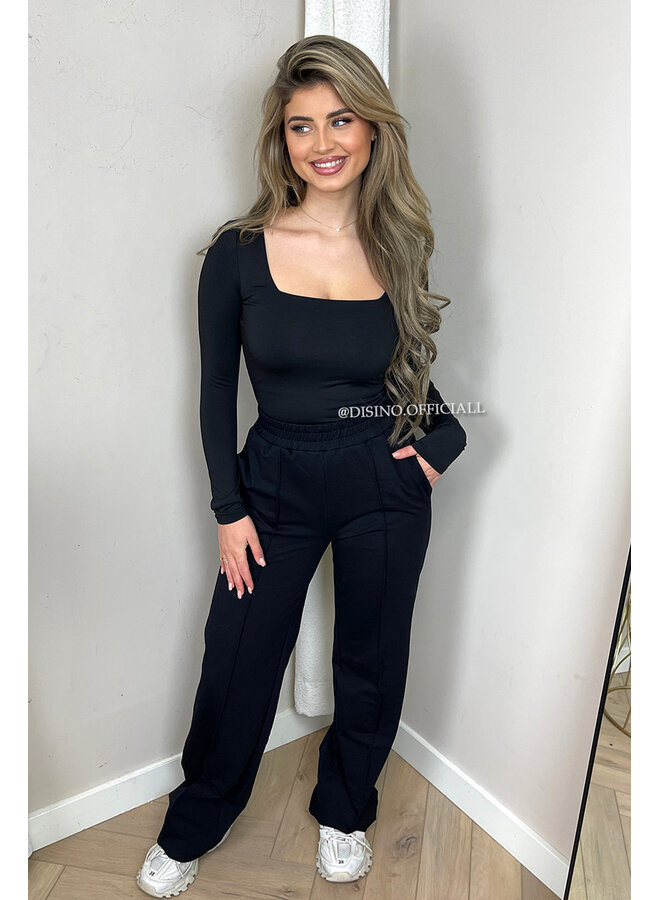 BLACK - 'EVI COMFY PANTS' - PREMIUM QUALITY WIDE LEG JOGGER PANTS