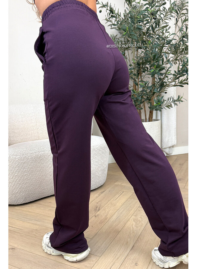 PURPLE - 'EVI COMFY PANTS' - PREMIUM QUALITY WIDE LEG JOGGER PANTS