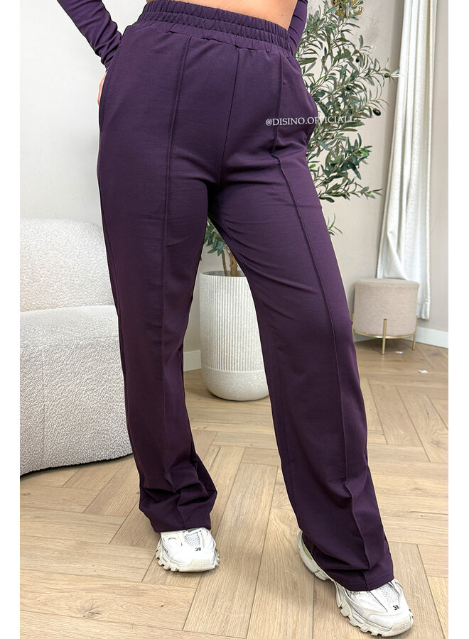 PURPLE - 'EVI COMFY PANTS' - PREMIUM QUALITY WIDE LEG JOGGER PANTS